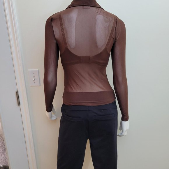 Cotton: On - Mason Mesh Button Down Long Sleeve Top. Size XXS. NWT - Picture 3 of 7